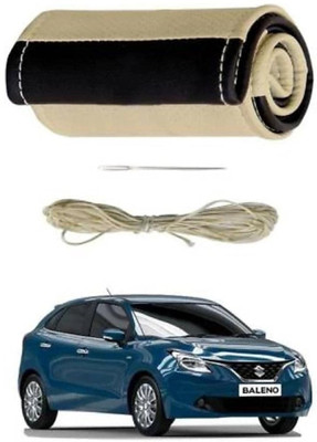 S MANGLAM Hand Stiched Steering Cover For Tata Swift Dzire, TUV 300, Verna, Vitara, WagonR, Xcent, i10 Active, i20, Baleno(Beige, Leatherite)