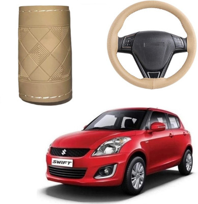 ARNEJA Hand Stiched Steering Cover For Maruti Swift(Beige, Leather)