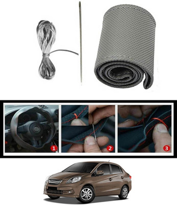 ABJD Hand Stiched Steering Cover For Mahindra Amaze(Grey, Leatherite)