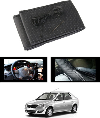monolive Hand Stiched Steering Cover For Mahindra Logan(Black, Leatherite)
