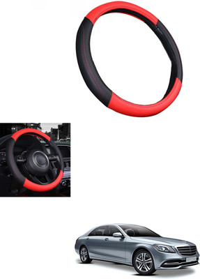 MATIES Steering Cover For Mercedes Benz Universal For Car(Red/Black, Leather)