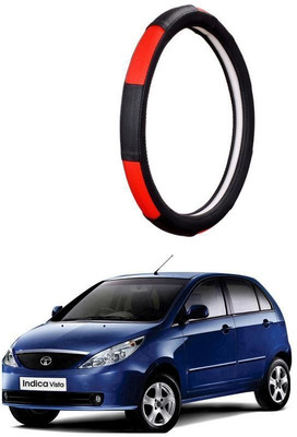 AUTO PEARL Steering Cover For Tata Indica Vista(Gold Blaze Black and Red, Leatherite)