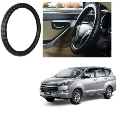 Shubh Auto Hand Stiched Steering Cover For Toyota Innova(Black, Leatherite)