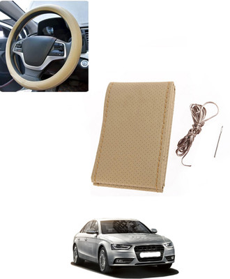 AYW Hand Stiched Steering Cover For Audi S4(Beige, Leatherite)