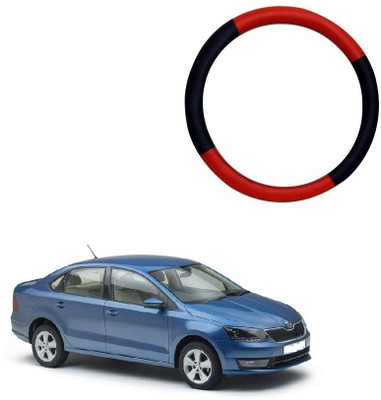 SPREADX Steering Cover For Skoda Rapid(Red, Black, Leatherite)