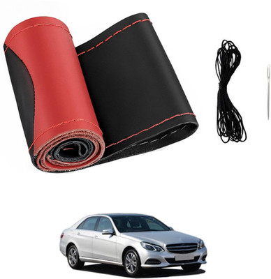ABJD Hand Stiched Steering Cover For Mercedes Benz E250(Red, Black, Leatherite)