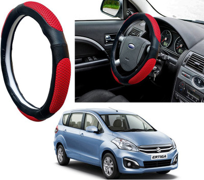 Selifaur Steering Cover For Maruti Ertiga(Red Black, Leatherite, Fabric)