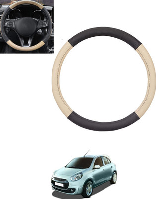 monolive Hand Stiched Steering Cover For Renault Pulse(Beige, Black, Leatherite)