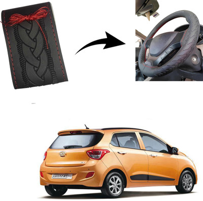 Autoinnovation Hand Stiched Steering Cover For Hyundai Grand i10(Black, Leather)