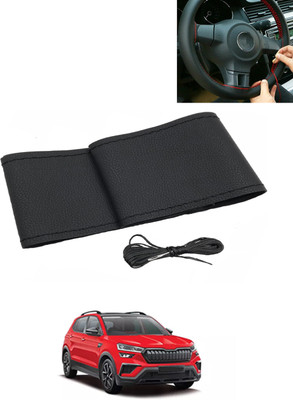 AYW Hand Stiched Steering Cover For Skoda Universal For Car(Black, Leatherite)