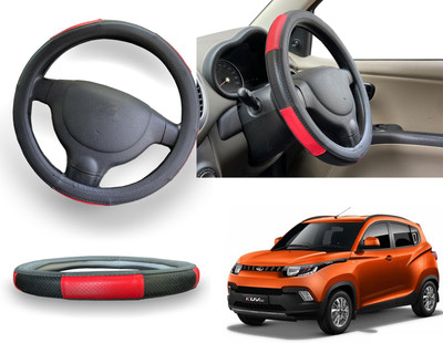 PEEPS STORE Steering Cover For Mahindra Logan(Red, Leatherite)