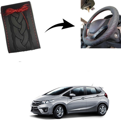 Autoinnovation Hand Stiched Steering Cover For Honda Jazz(Black, Leather)