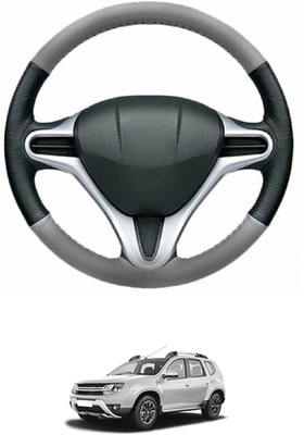 MATIES Steering Cover For Renault Duster(Grey, Black, Leather)