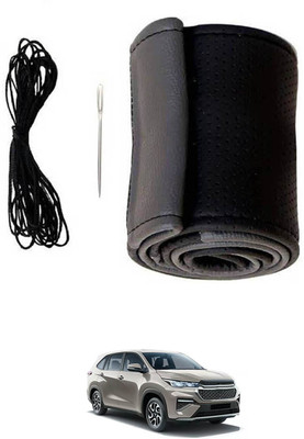 MSNP Hand Stiched Steering Cover For Maruti Universal For Car(Grey Black, Leatherite)