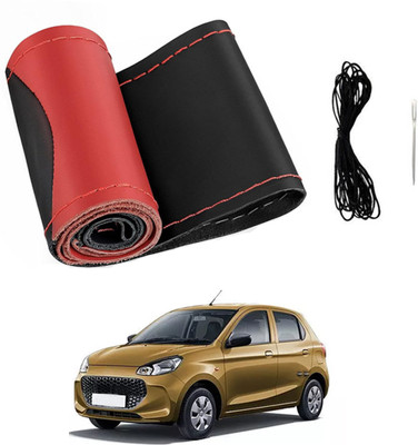 ABJD Hand Stiched Steering Cover For Suzuki Alto K10(Red, Black, Leatherite)