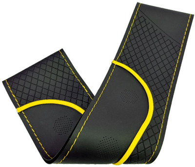 MOTOGEAR Hand Stiched Steering Cover For Honda, Hyundai, Mahindra, Maruti Amaze(Yellow, Black, Leather)