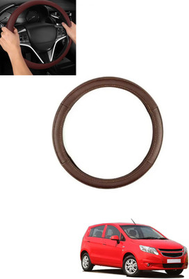 ABJD Steering Cover For Chevrolet Sail UVA(Brown, Leatherite)