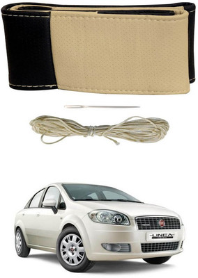 RKPSP Hand Stiched Steering Cover For Universal For Car Lodgy(Beige/Black, Leatherite)