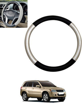 ABJD Steering Cover For Maruti Grand Vitara(Silver, Black, Leatherite)