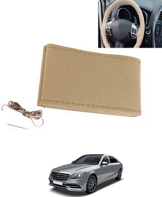MATIES Hand Stiched Steering Cover For Mercedes Benz Universal For Car(Beige, Leatherite)