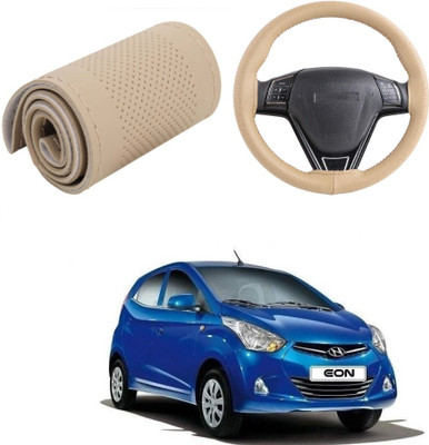 Arnejas Hand Stiched Steering Cover For Hyundai Eon(Beige, Leather)