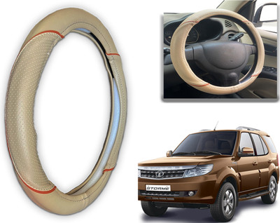 PEEPS STORE Steering Cover For Tata Safari(Black, Red, Leatherite)