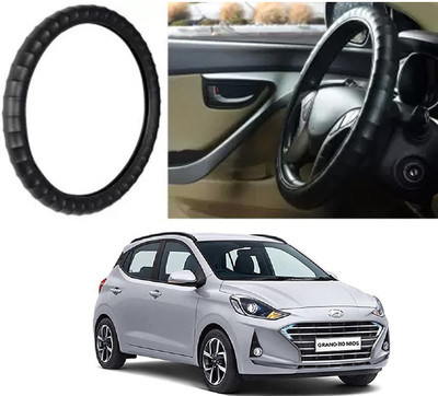 OOLTAH PAHIYA Hand Stiched Steering Cover For Hyundai Grand i10(Black, Leatherite)
