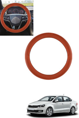 ABJD Steering Cover For Volkswagen Vento(Tan, Leatherite)