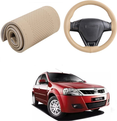 ARNEJA Hand Stiched Steering Cover For Mahindra Verito(Beige, Leather)