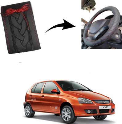 Autoinnovation Hand Stiched Steering Cover For Tata Indica(Black, Leather)