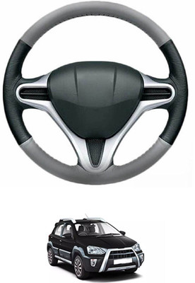 MATIES Steering Cover For Toyota Etios Cross(Grey, Black, Leather)