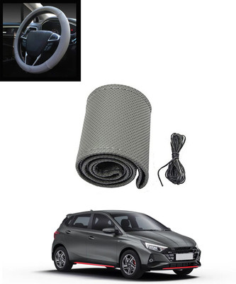 MATIES Hand Stiched Steering Cover For Hyundai Universal For Car(Grey, Leatherite)