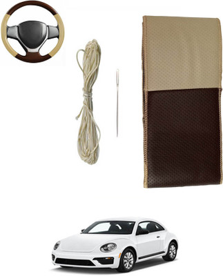 monolive Hand Stiched Steering Cover For Volkswagen Beetle(Brown/Beige, Leatherite)