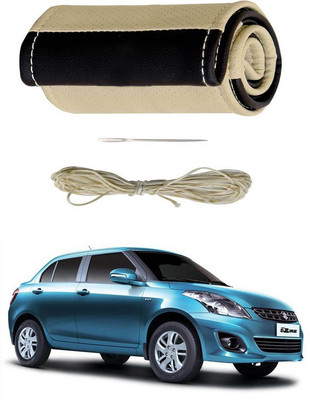 RKPSP Hand Stiched Steering Cover For Universal For Car Swift Dzire(Beige/Brown, Leatherite)