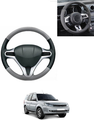 AYW Steering Cover For Tata Safari Storme(Grey/Black, Leatherite)