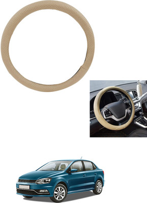 MATIES Steering Cover For Volkswagen Universal For Car(Beige, Leather)