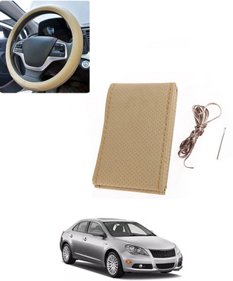 AYW Hand Stiched Steering Cover For Universal For Car Kizashi(Beige, Leatherite)