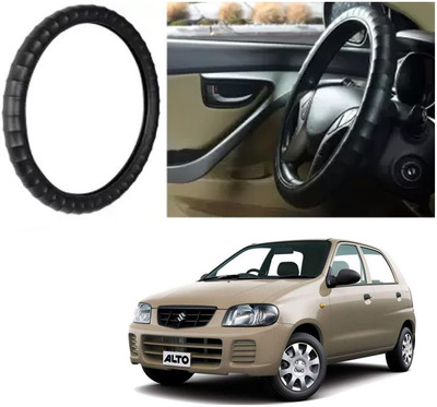 OOLTAH PAHIYA Hand Stiched Steering Cover For Maruti Alto(Black, Leatherite)