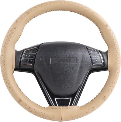 Autocom Hand Stiched Steering Cover For Universal For Car Universal For Car(Beige, Leather)