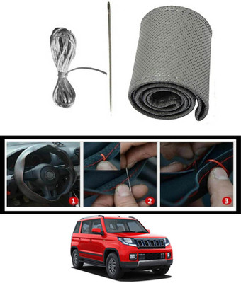 monolive Hand Stiched Steering Cover For Mahindra TUV 300(Grey, Leatherite)