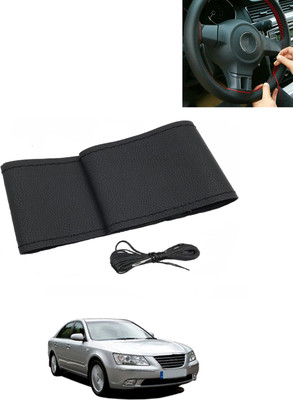 MATIES Hand Stiched Steering Cover For Hyundai Elantra(Black, Leatherite)