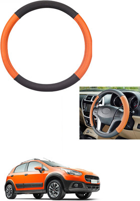 MATIES Steering Cover For Fiat Avventura(Tan/Black, Leather)