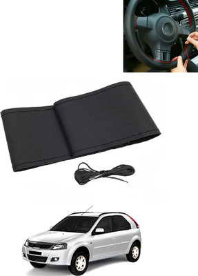 MATIES Hand Stiched Steering Cover For Mahindra Verito Vibe(Black, Leatherite)