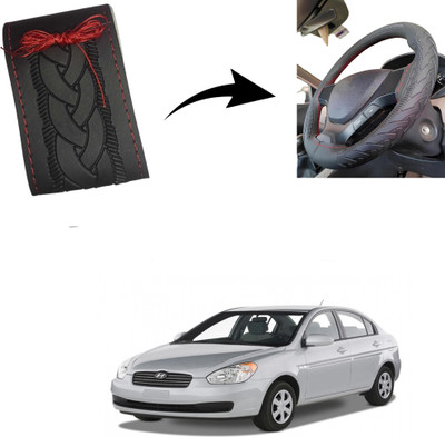 Autoinnovation Hand Stiched Steering Cover For Hyundai Xcent(Black, Leather)