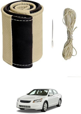 ABJD Hand Stiched Steering Cover For Honda Accord(Beige, Black, Leatherite)