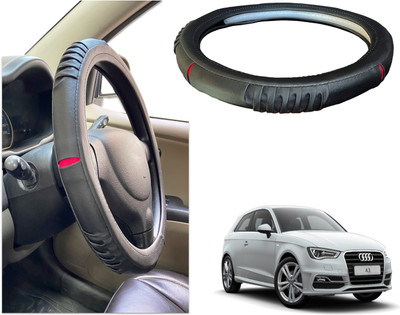 PEEPS STORE Steering Cover For Audi A3(Black, Red, Leatherite)