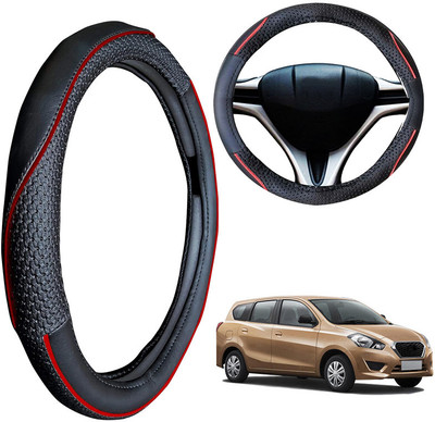 PEEPS STORE Steering Cover For Datsun Go+(Black, Leatherite)