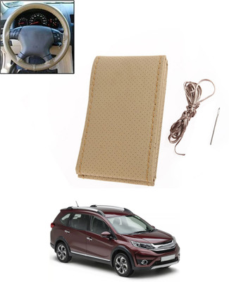 ABJD Hand Stiched Steering Cover For Honda Universal For Car(Beige, Leatherite)
