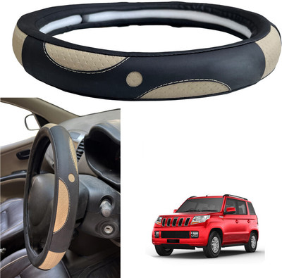 PEEPS STORE Steering Cover For Mahindra TUV-300(Black, Leatherite)