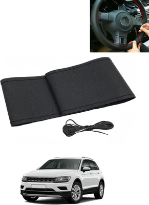AYW Hand Stiched Steering Cover For Volkswagen Universal For Car(Black, Leatherite)